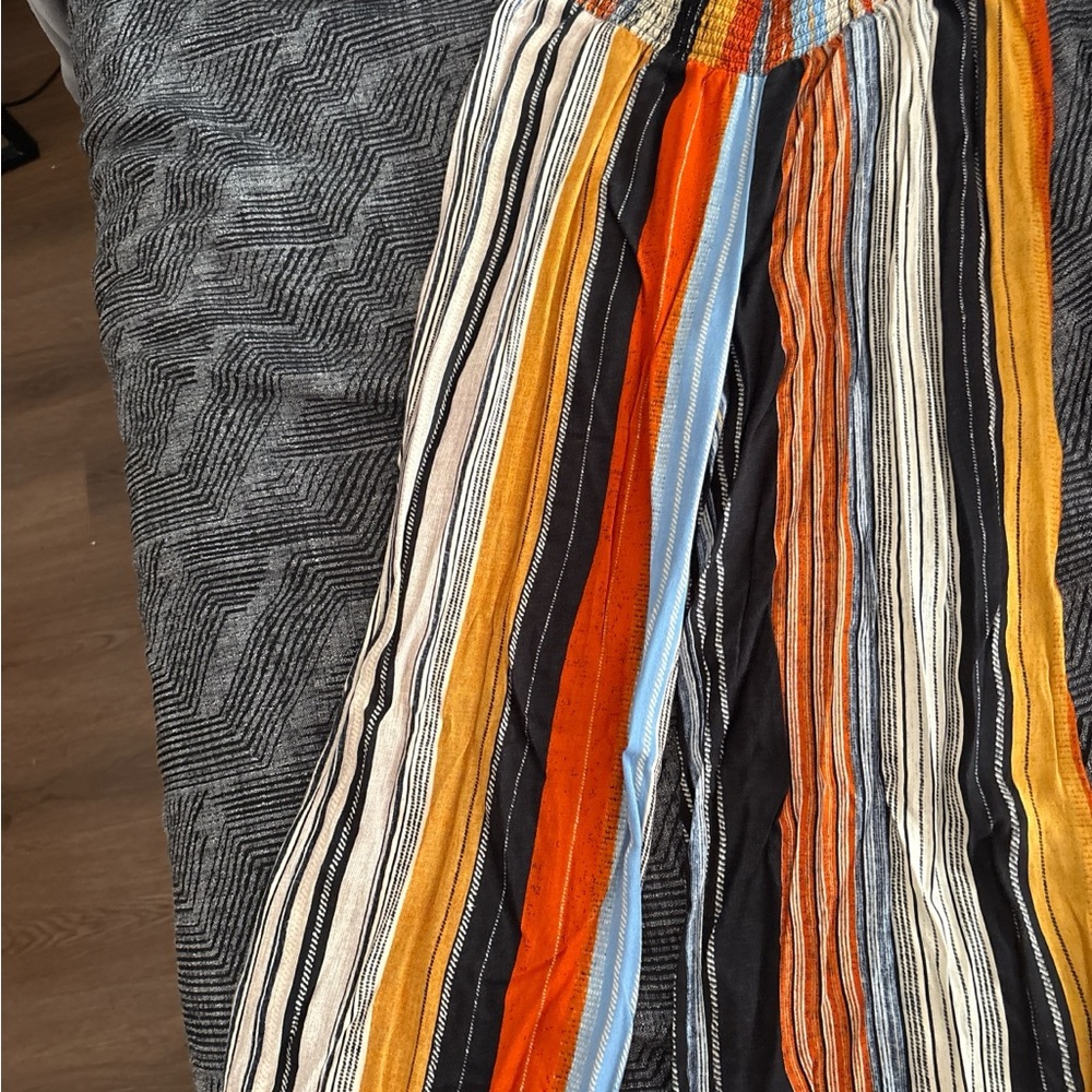 Striped Multicolor Wide Leg Pants
